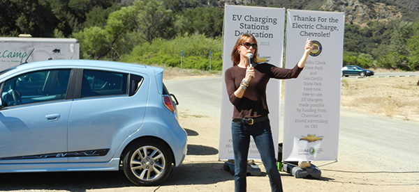 Alexandra speaking at the induction of new electric car chargers at Malibu Creek State Park, 2013.