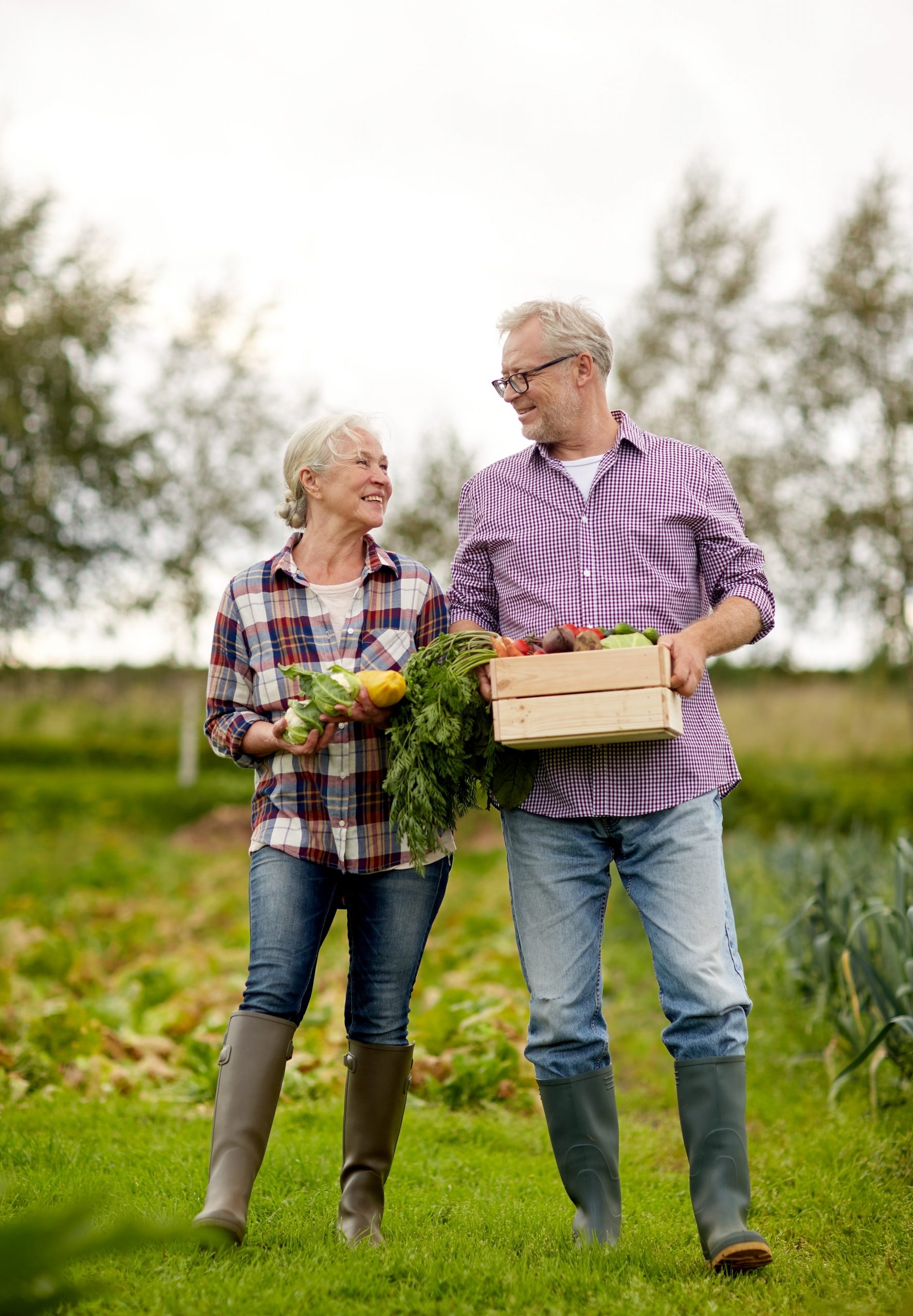 Gardening for the ageless, couple holding vegetables